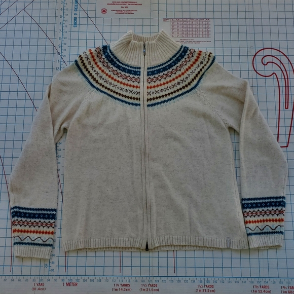 Columbia Sweater Women's XLarge Long Sleeve Zip Cardigan 10% Angora Beige - Picture 2 of 11